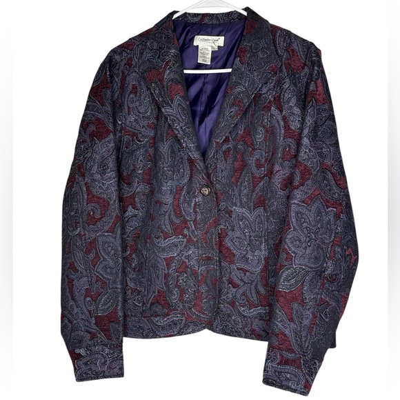 Coldwater Creek Women's Paisley Blazer - Red and purple - Picture 1 of 3